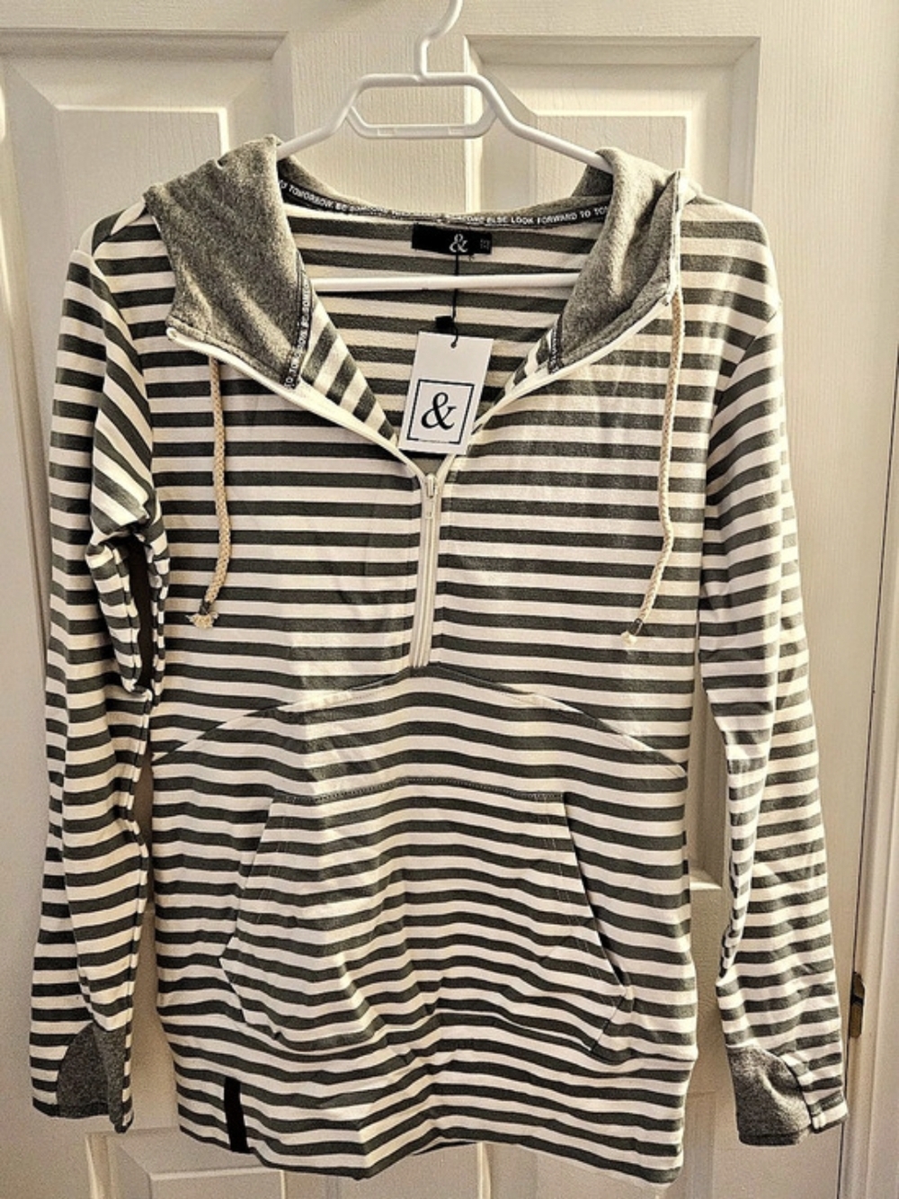 Ampersand Avenue Striped Half Zip Hoodie XS NWT